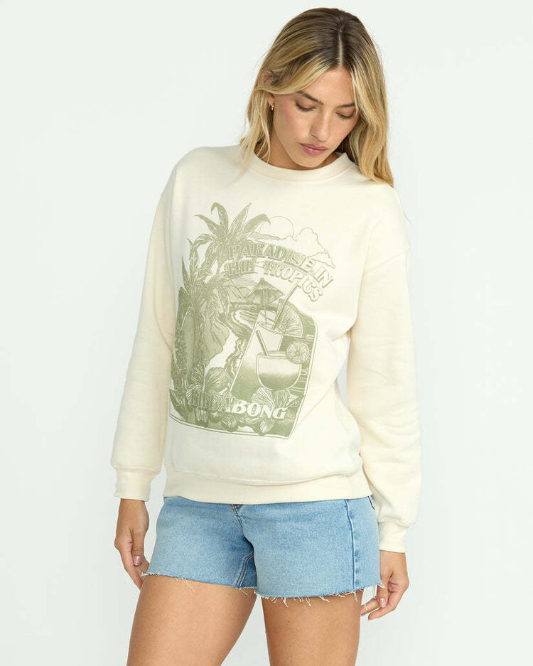Billabong Billabong Paradise Awaits Crew Fleece (Womens) | White Cap
