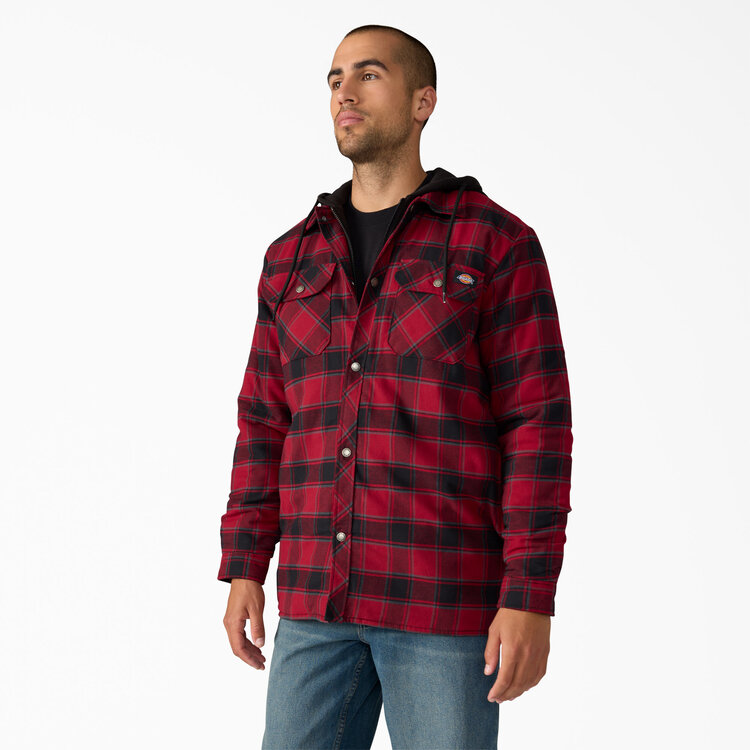 Dickies Dickies Fleece Hooded Flannel Jacket (Mens) | Tibetan Red