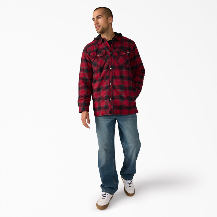 Dickies Dickies Fleece Hooded Flannel Jacket (Mens) | Tibetan Red