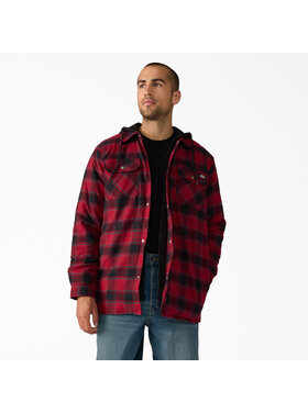 Dickies Dickies Fleece Hooded Flannel Jacket (Mens) | Tibetan Red