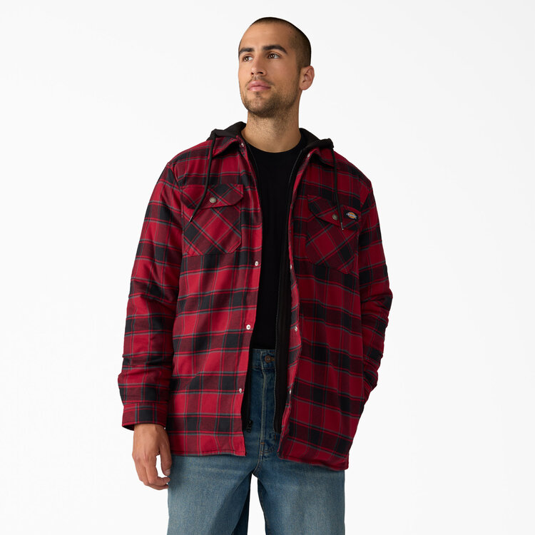 Dickies Dickies Fleece Hooded Flannel Jacket (Mens) | Tibetan Red