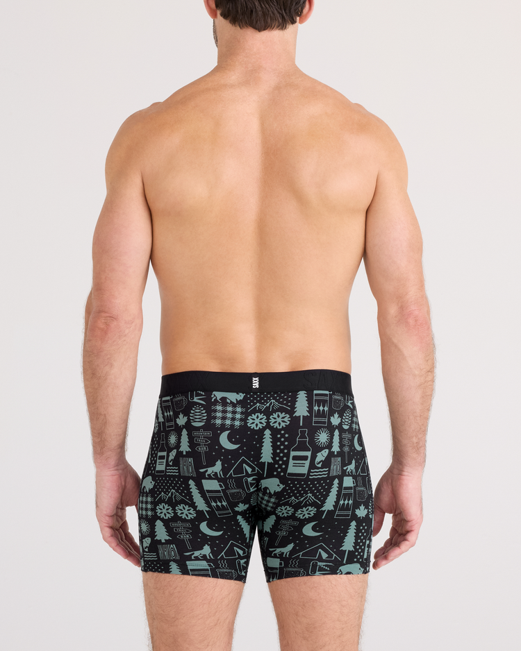 SAXX Saxx Droptemp Cooling Cotton Boxer Brief Fly | Camp Stamps-Black