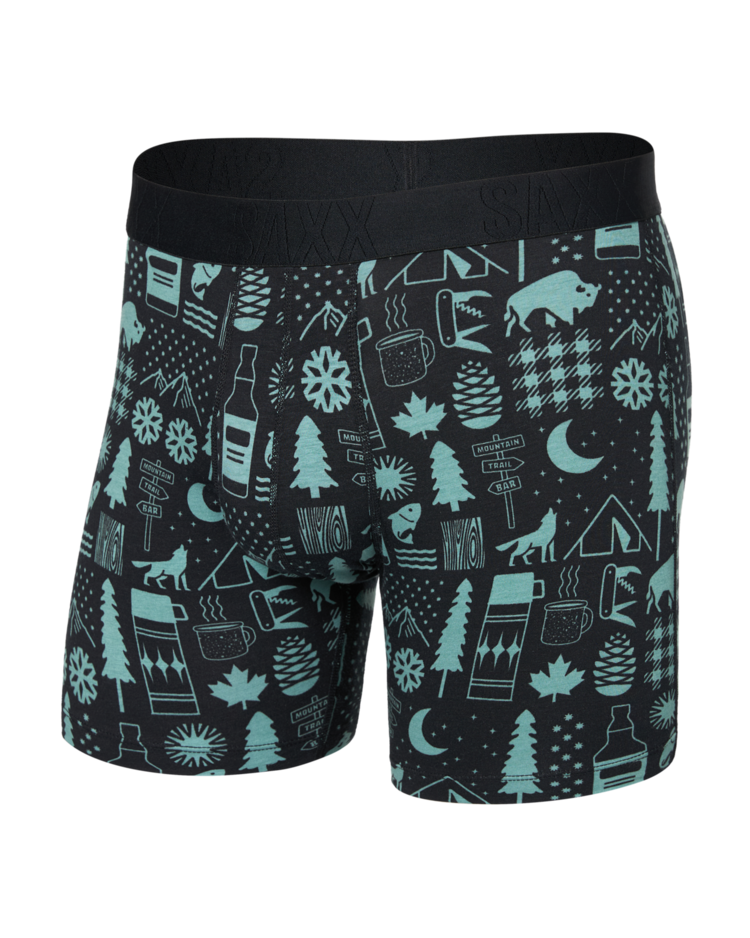 SAXX Saxx Droptemp Cooling Cotton Boxer Brief Fly | Camp Stamps-Black