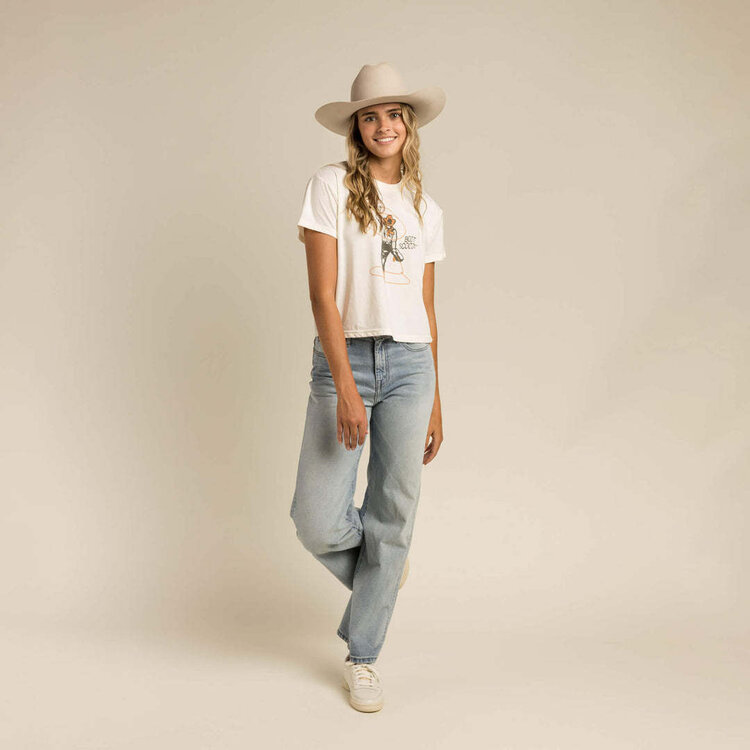 Sendero Sendero Boot Scootin' Crop Tee (Womens) | Vintage White
