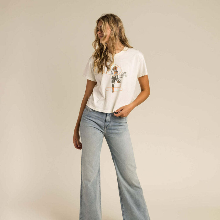 Sendero Sendero Boot Scootin' Crop Tee (Womens) | Vintage White