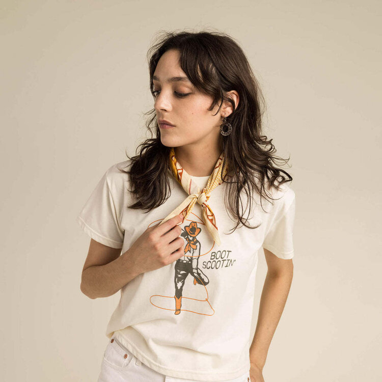 Sendero Sendero Boot Scootin' Crop Tee (Womens) | Vintage White