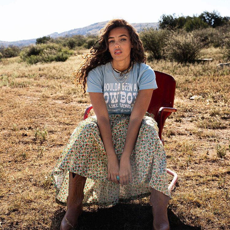 Sendero Sendero Shoulda Been A Cowboy Crop Tee (Womens) | Sterling Blue