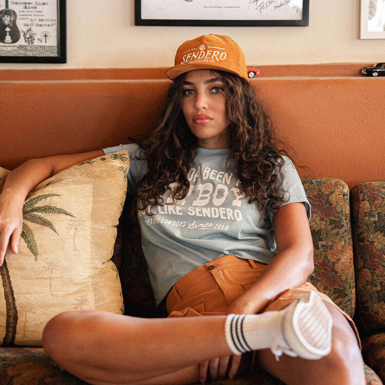 Sendero Sendero Shoulda Been A Cowboy Crop Tee (Womens) | Sterling Blue