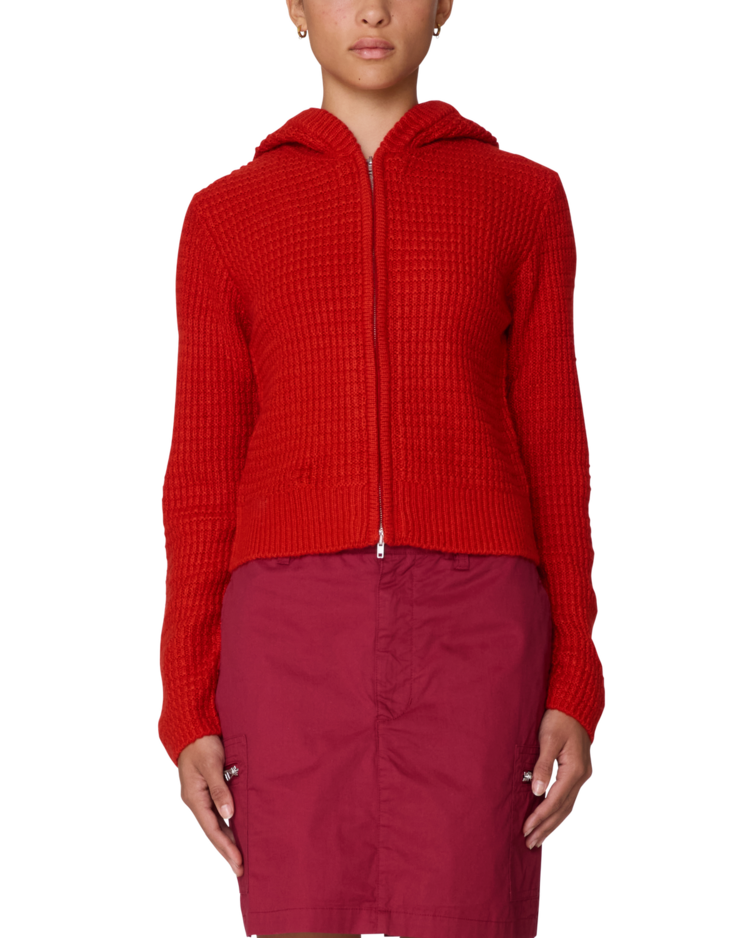 Obey Obey Glenda Hood Zip Sweater (Womens) | Tomato