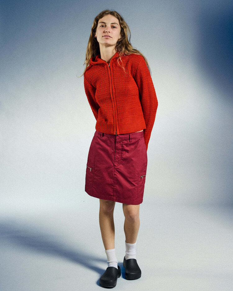 Obey Obey Glenda Hood Zip Sweater (Womens) | Tomato