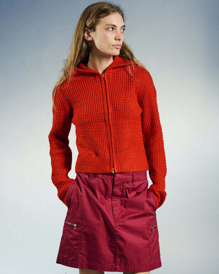 Obey Obey Glenda Hood Zip Sweater (Womens) | Tomato