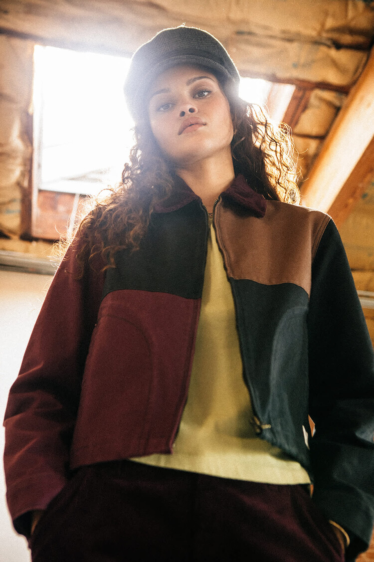 Brixton Brixton Mechanic Garage Zip Jacket (Womens) | Port/Black/Pinecone Brown