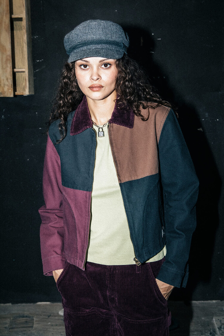 Brixton Brixton Mechanic Garage Zip Jacket (Womens) | Port/Black/Pinecone Brown