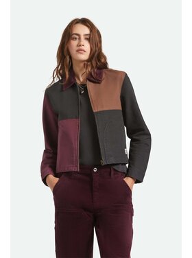 Brixton Brixton Mechanic Garage Zip Jacket (Womens) | Port/Black/Pinecone Brown
