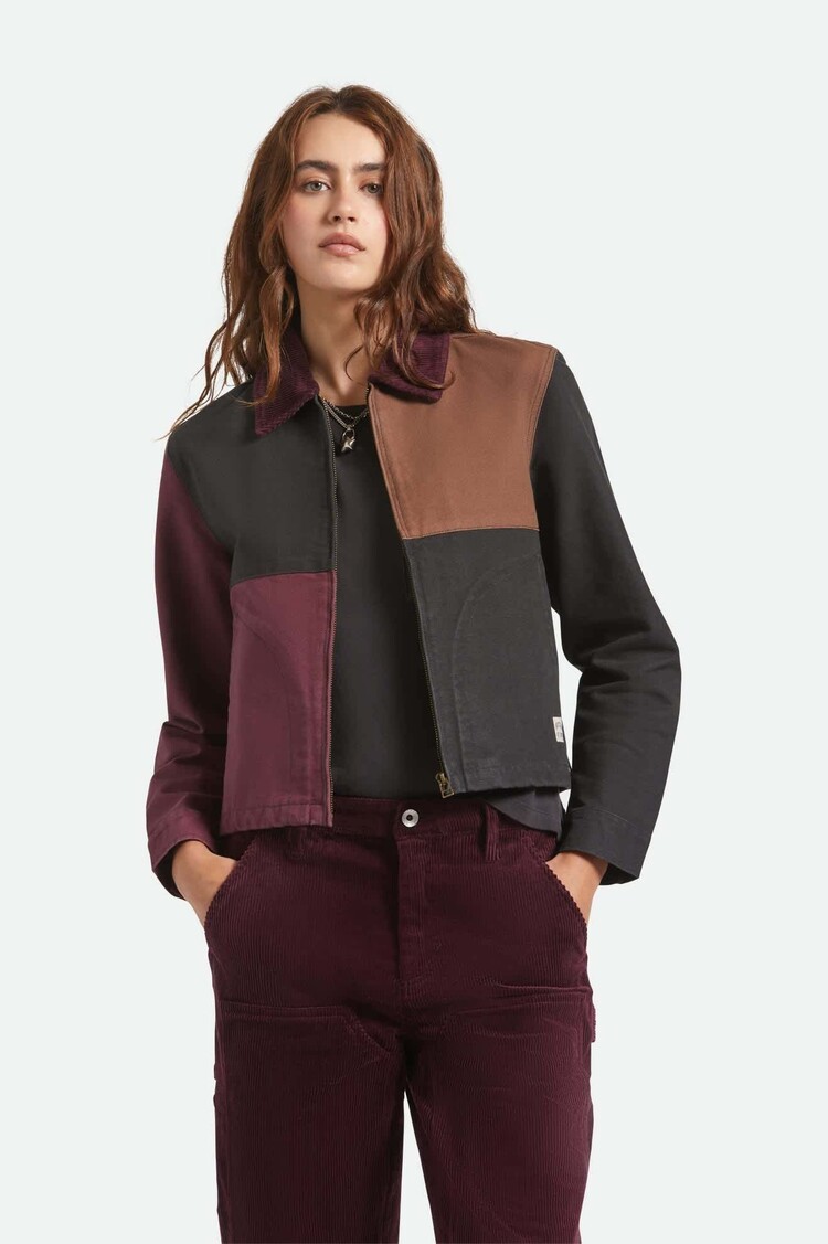 Brixton Brixton Mechanic Garage Zip Jacket (Womens) | Port/Black/Pinecone Brown