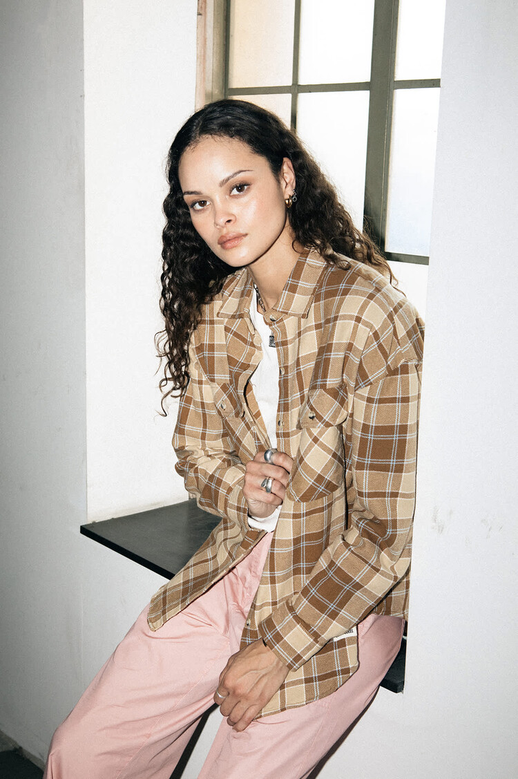 Brixton Brixton Bowery Vintage L/S Overshirt (Womens) | Washed Copper