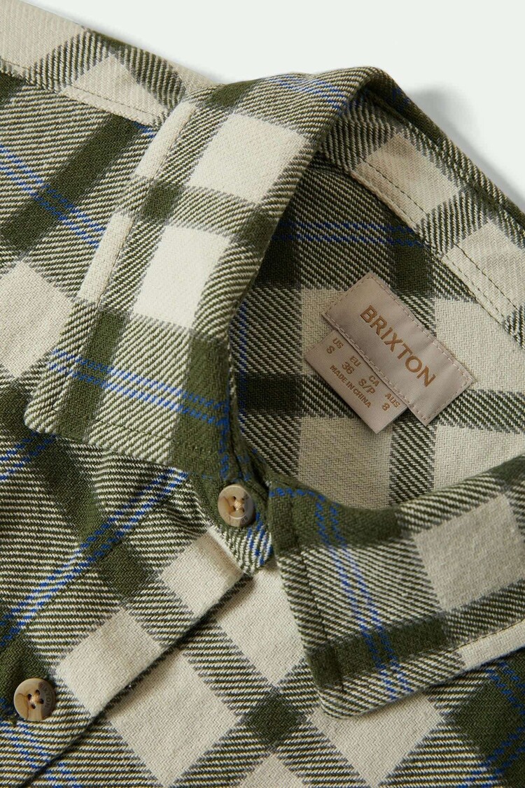 Brixton Brixton Bowery Vintage L/S Overshirt (Womens) | Green/Blue