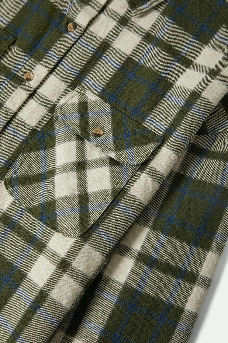 Brixton Brixton Bowery Vintage L/S Overshirt (Womens) | Green/Blue