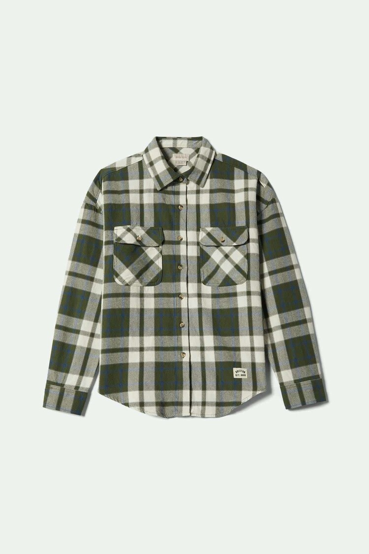 Brixton Brixton Bowery Vintage L/S Overshirt (Womens) | Green/Blue