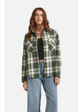 Brixton Brixton Bowery Vintage L/S Overshirt (Womens) | Green/Blue