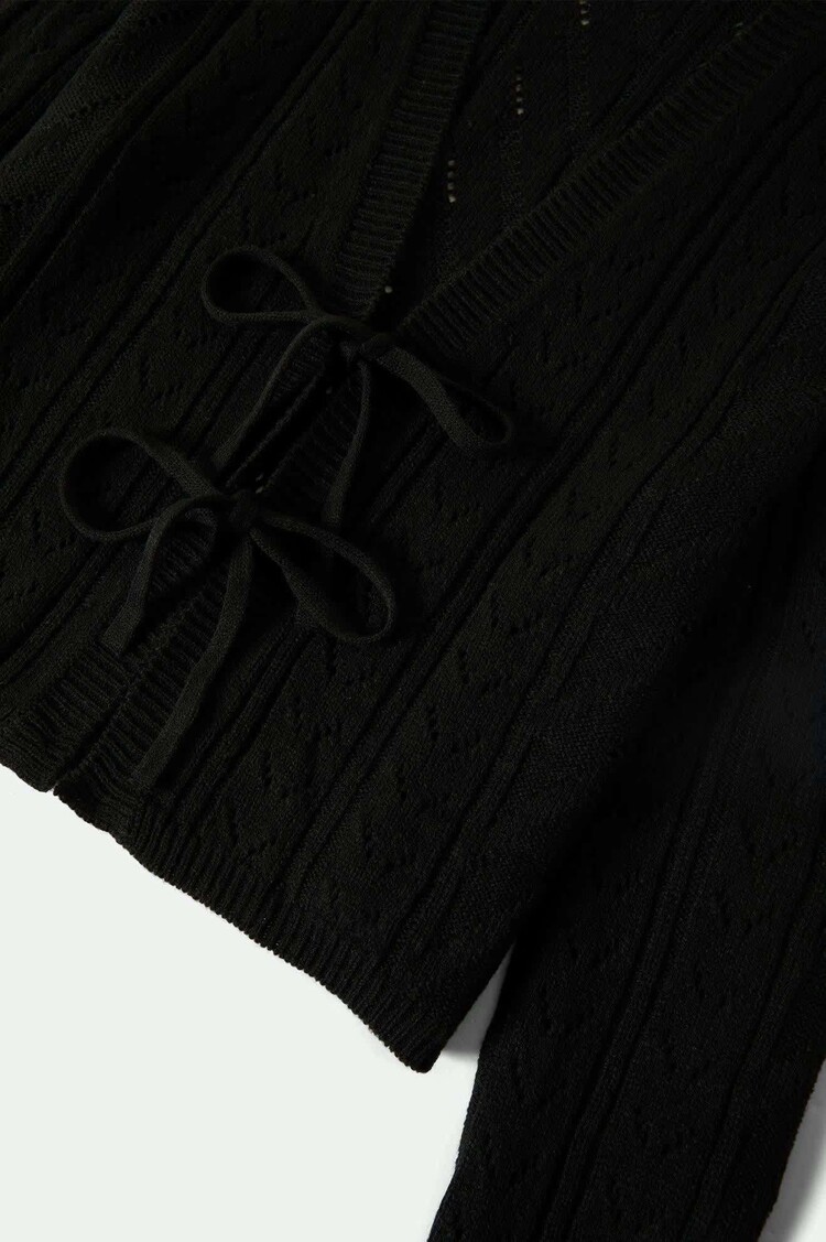 Brixton Brixton Cropped Pointelle Tie Cardigan (Womens) | Black