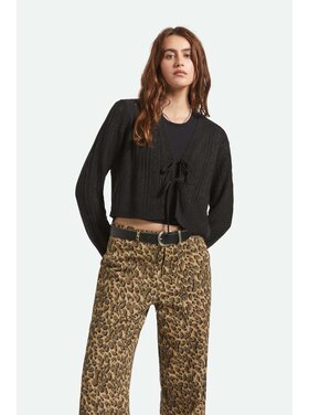 Brixton Brixton Cropped Pointelle Tie Cardigan (Womens) | Black