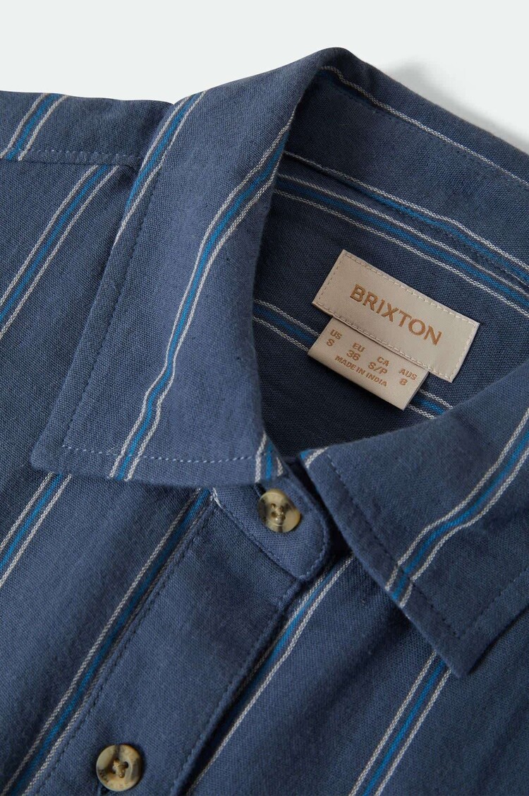 Brixton Brixton Wandering L/S Overshirt (Womens) | Berring Sea/White