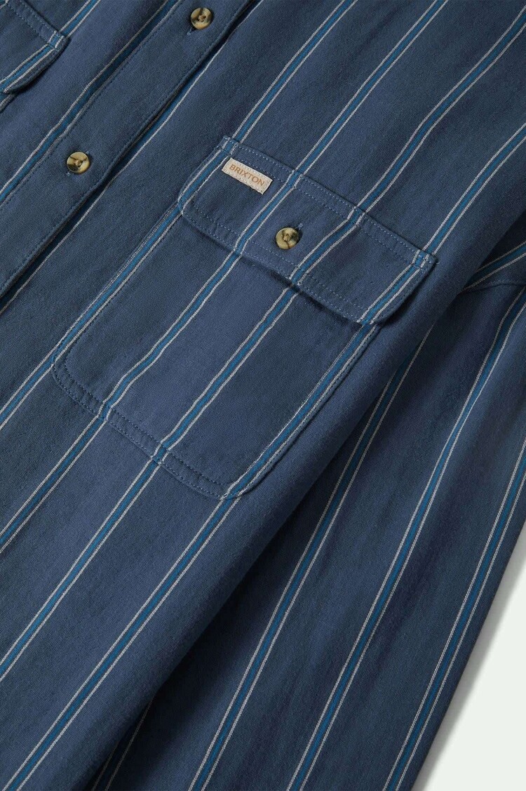 Brixton Brixton Wandering L/S Overshirt (Womens) | Berring Sea/White