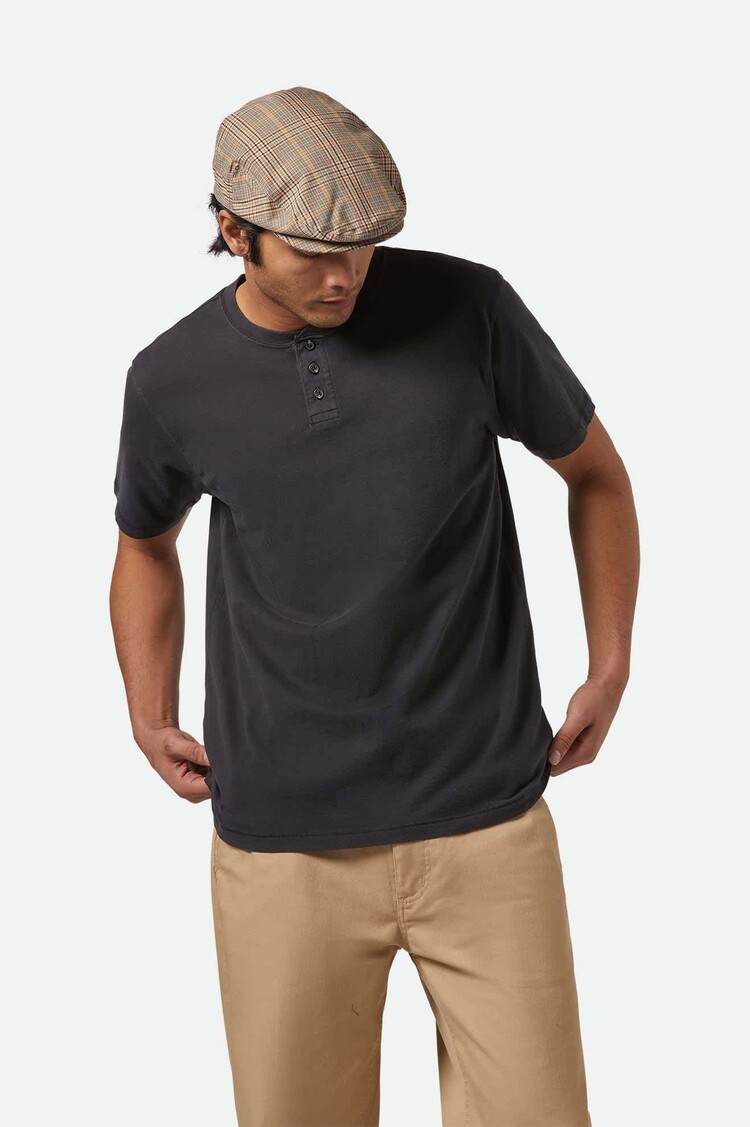 Brixton Brixton Vintage Reserve S/S Henley (Mens) | Black Sol Wash