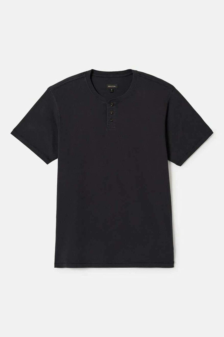 Brixton Brixton Vintage Reserve S/S Henley (Mens) | Black Sol Wash