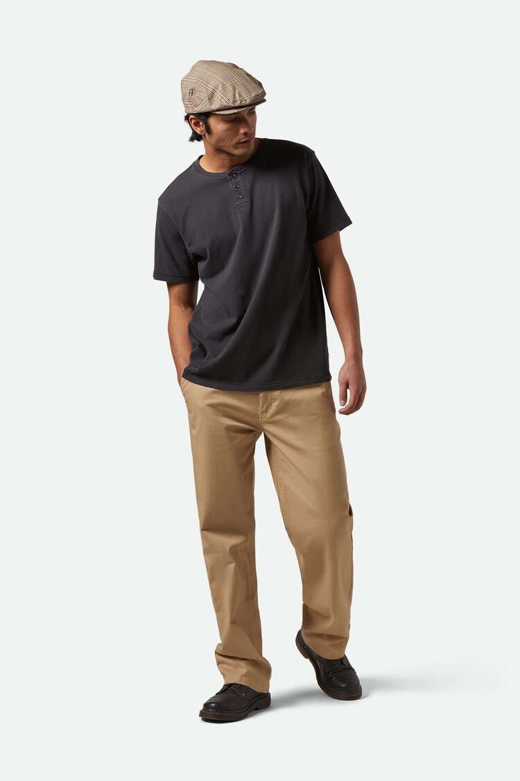 Brixton Brixton Vintage Reserve S/S Henley (Mens) | Black Sol Wash