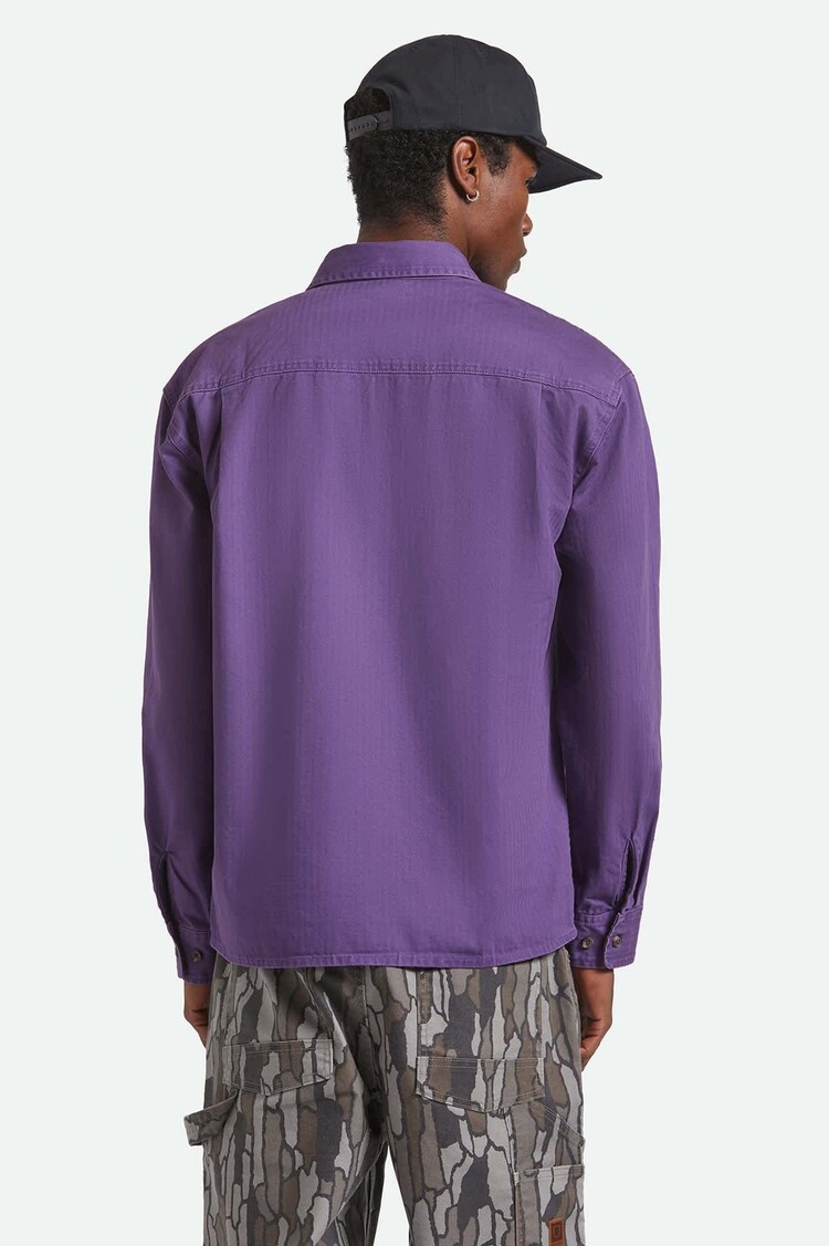 Brixton Brixton Herringbone Lw Relaxed Overshirt (Mens) | Punk Purple