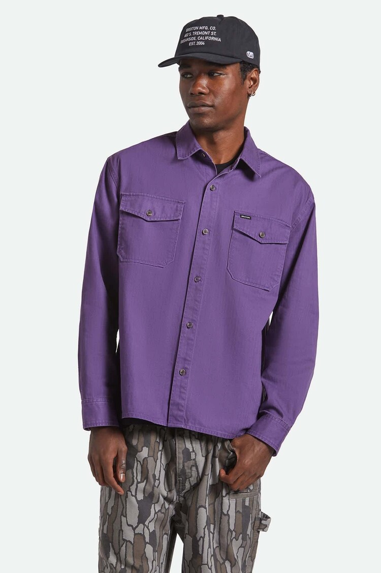 Brixton Brixton Herringbone Lw Relaxed Overshirt (Mens) | Punk Purple