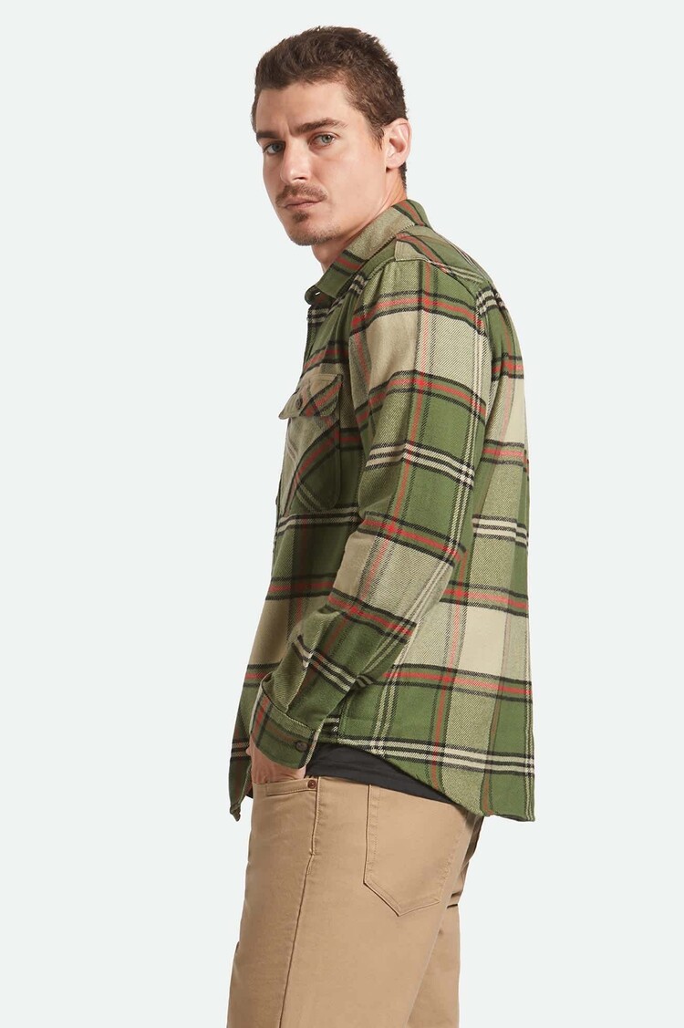 Brixton Brixton Bowery Flannel (Mens) | Wild Green/Elm/Adrenaline Rush