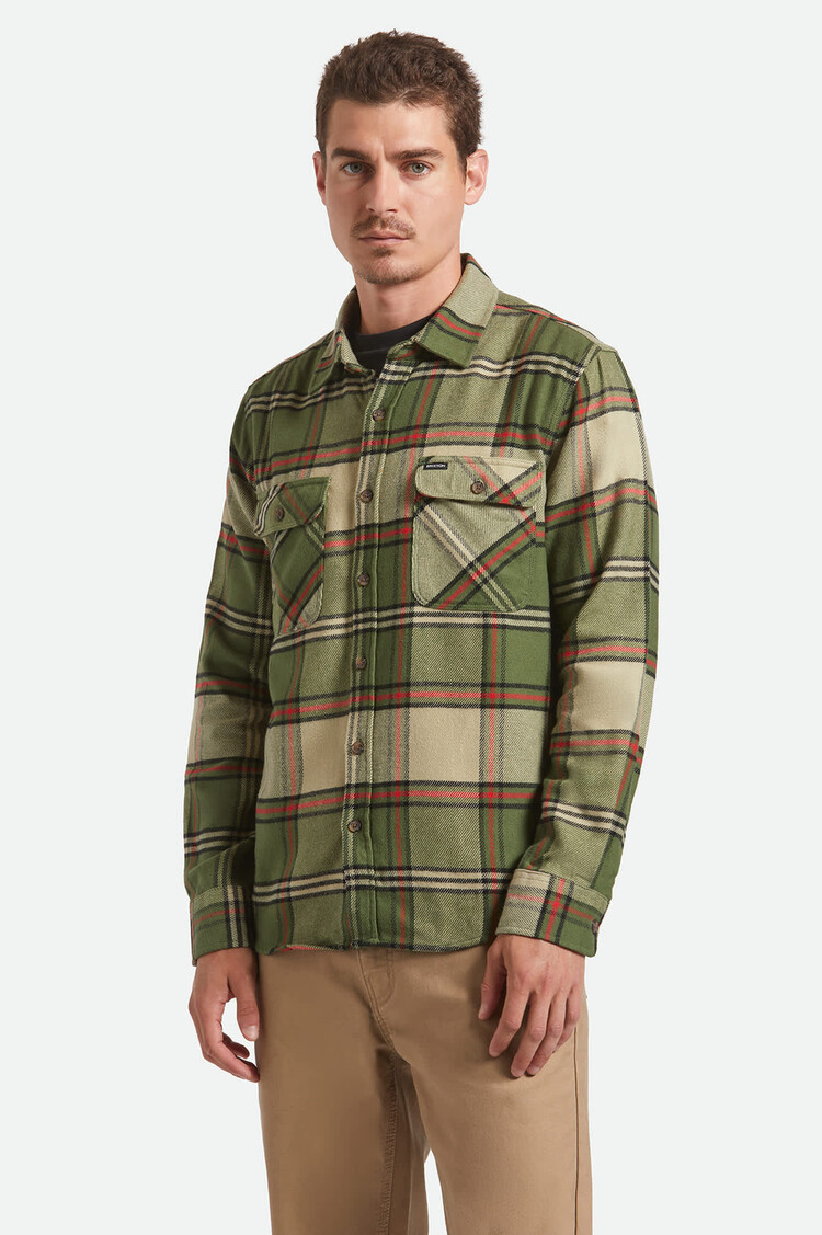 Brixton Brixton Bowery Flannel (Mens) | Wild Green/Elm/Adrenaline Rush