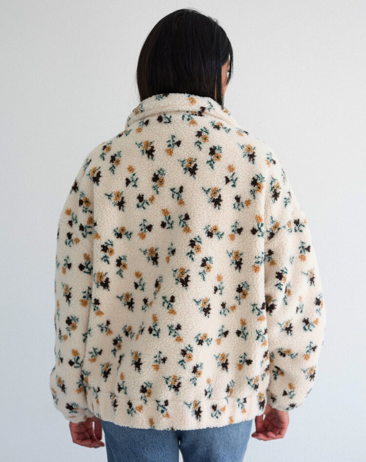 Brunette Brunette Floral Sherpa Jacket | Cream/Brown
