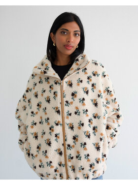 Brunette Brunette Floral Sherpa Jacket | Cream/Brown