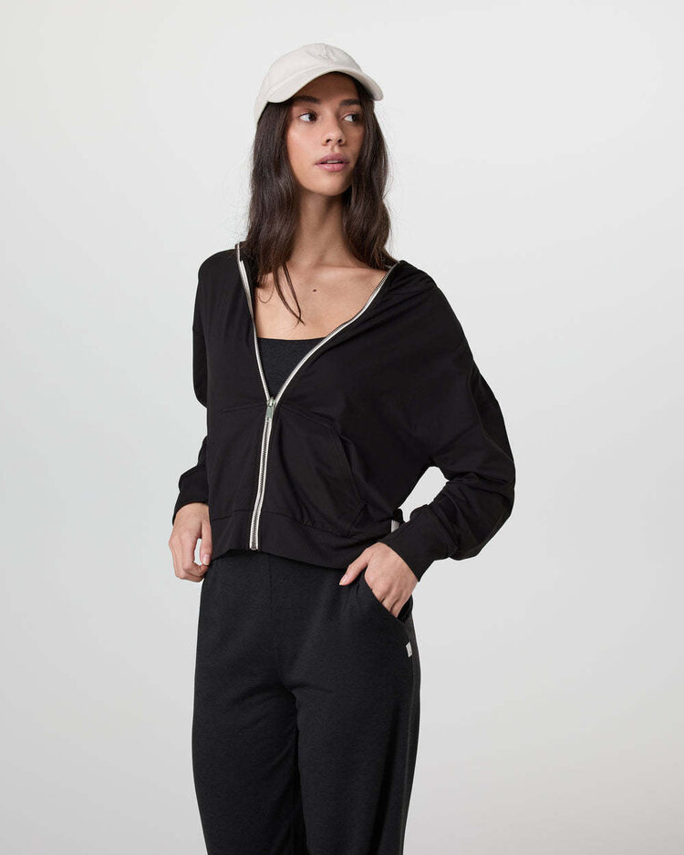 Vuori Vuori Halo Modern Full Zip Hoodie (Womens) | Solid Black