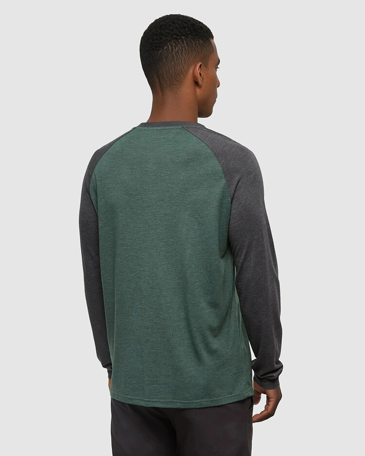 Tentree Tentree Baker Henley Ls (Mens) | Forest Pine Htr/Meteorite Blk Htr