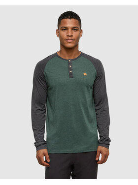 Tentree Tentree Baker Henley Ls (Mens) | Forest Pine Htr/Meteorite Blk Htr