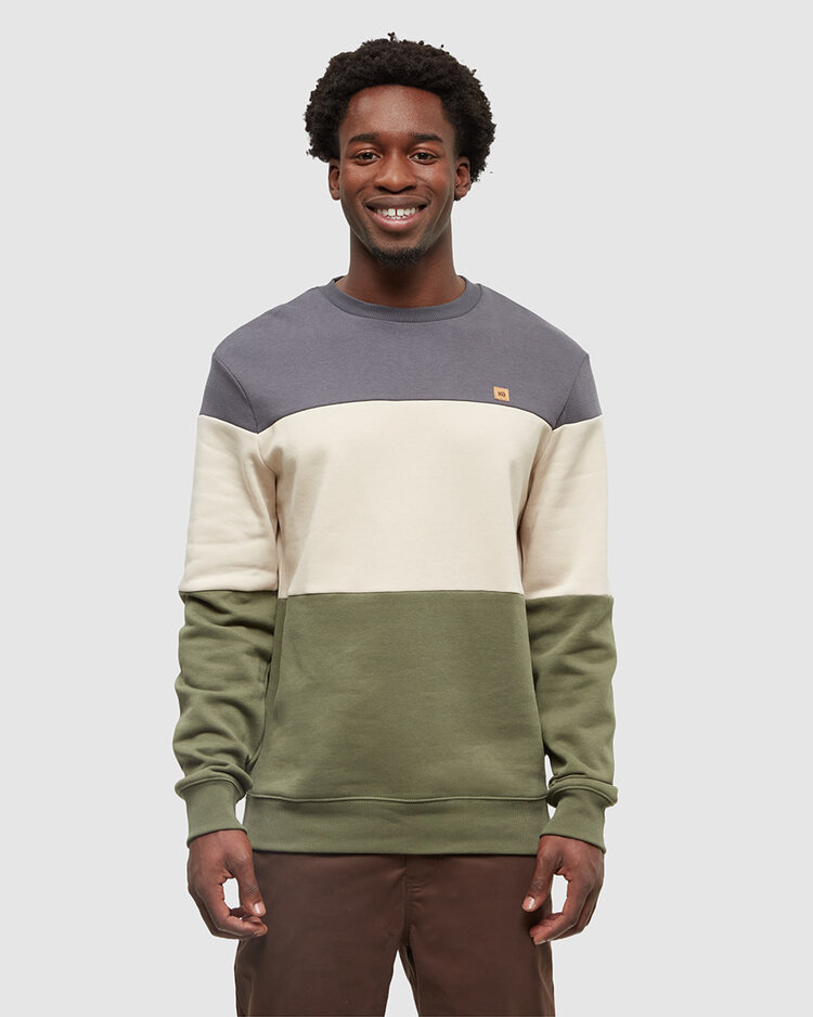 Tentree Tentree Blocked Reynard Crew (Mens) | Graphite/Oak/Deep Olive