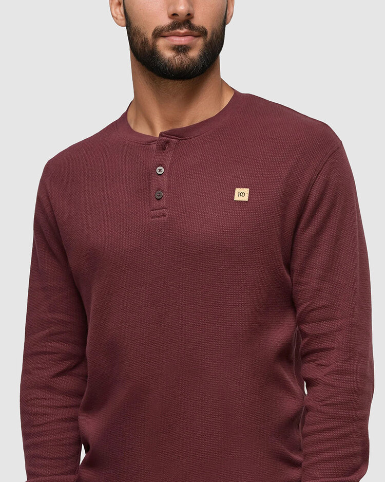 Tentree Tentree Freemont Henley (Mens) | Deep Burgundy