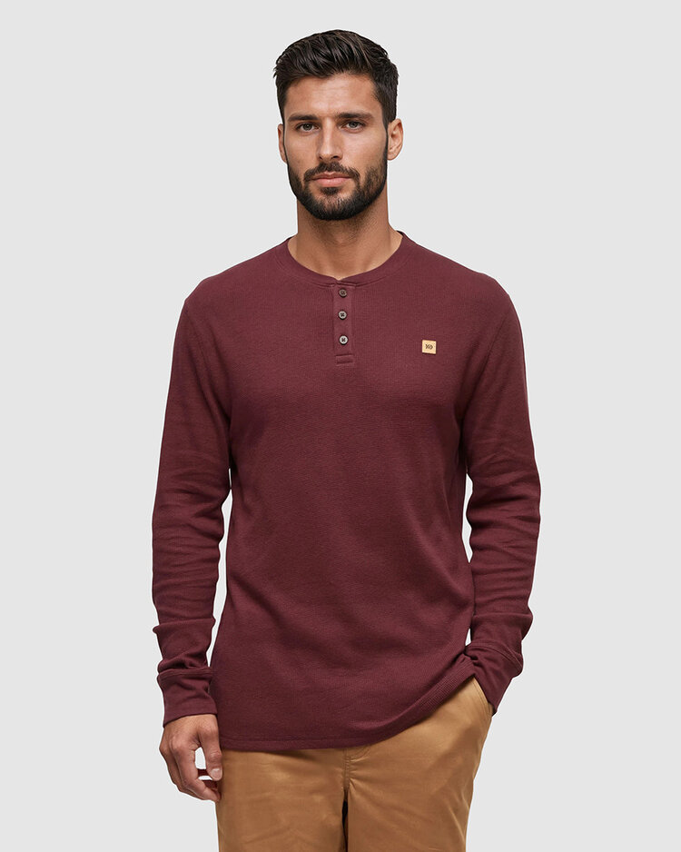 Tentree Tentree Freemont Henley (Mens) | Deep Burgundy