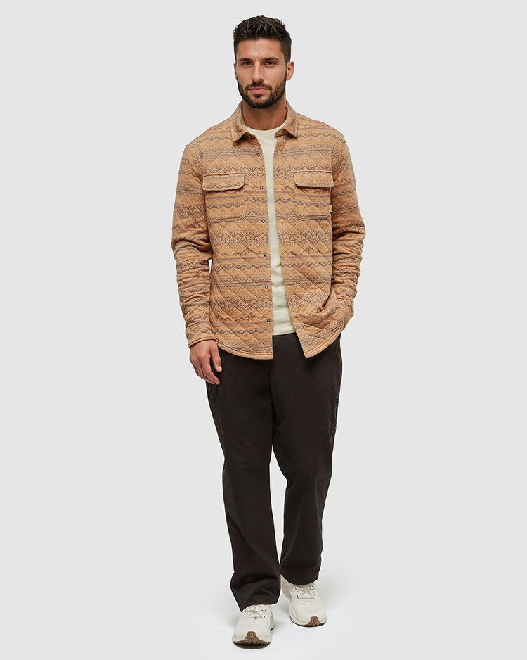 Tentree Tentree Quilted Colville Shacket (Mens) | Camel Htr/Geo Mountain