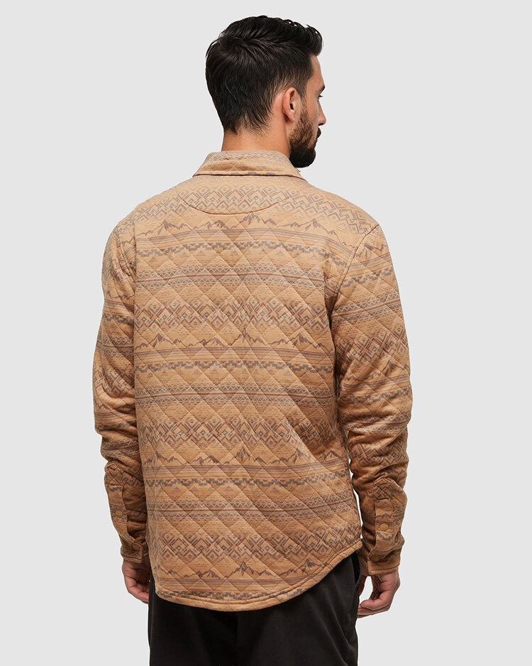 Tentree Tentree Quilted Colville Shacket (Mens) | Camel Htr/Geo Mountain