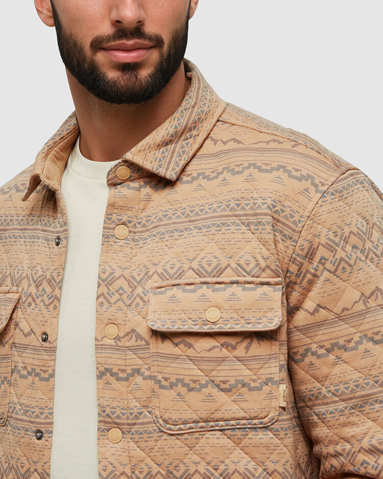Tentree Tentree Quilted Colville Shacket (Mens) | Camel Htr/Geo Mountain