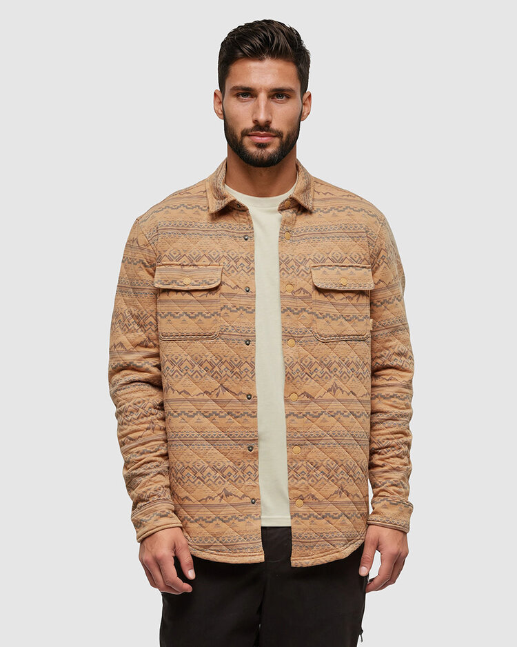 Tentree Tentree Quilted Colville Shacket (Mens) | Camel Htr/Geo Mountain