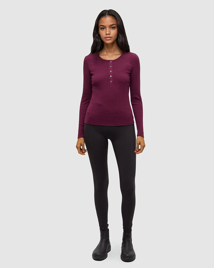 Tentree Tentree Knowles Henley (Womens) | Deep Burgundy