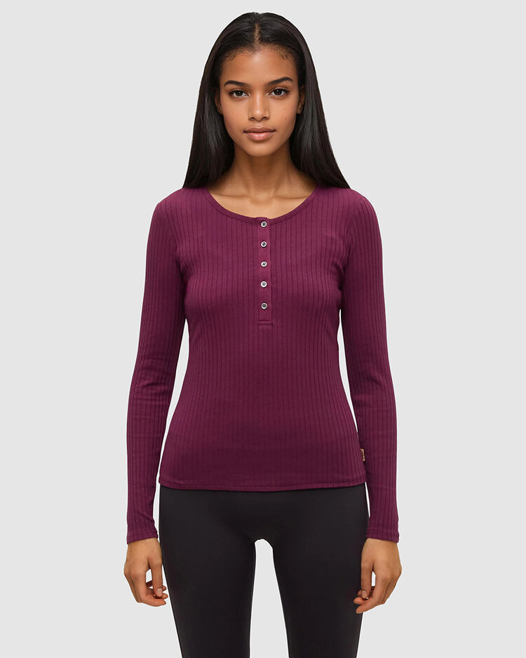 Tentree Tentree Knowles Henley (Womens) | Deep Burgundy