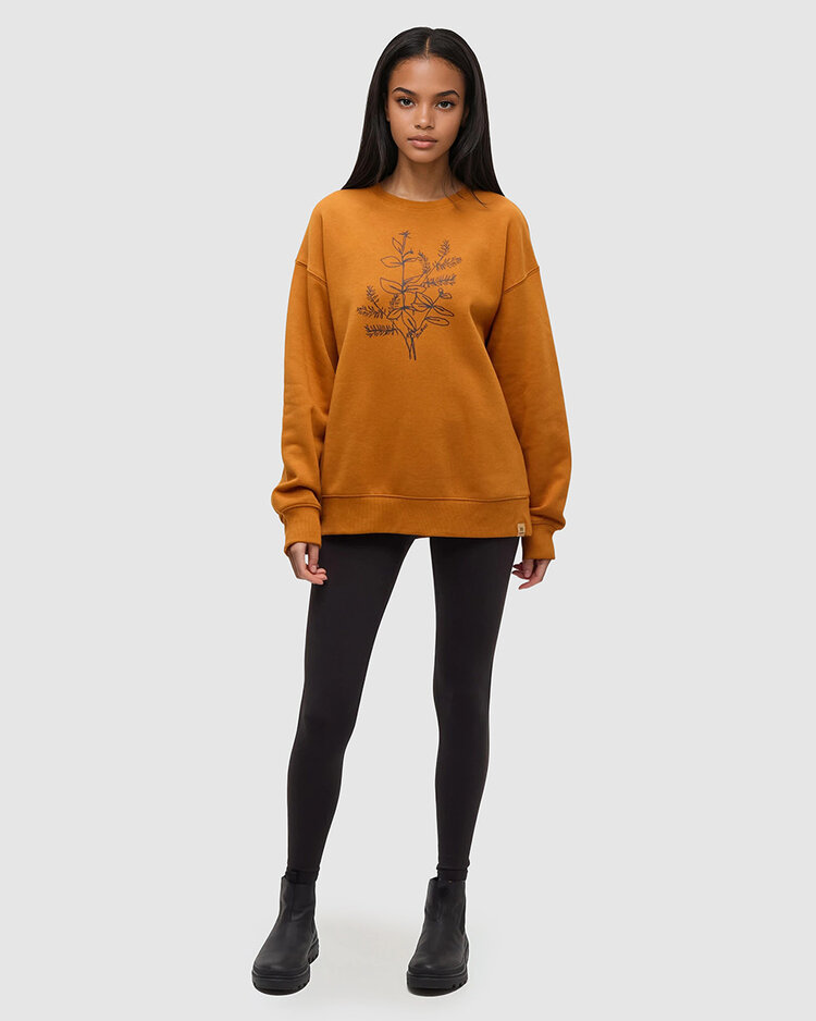 Tentree Tentree Autumn Flora Crew (Womens) | Burnt Caramel/Meteorite Blk